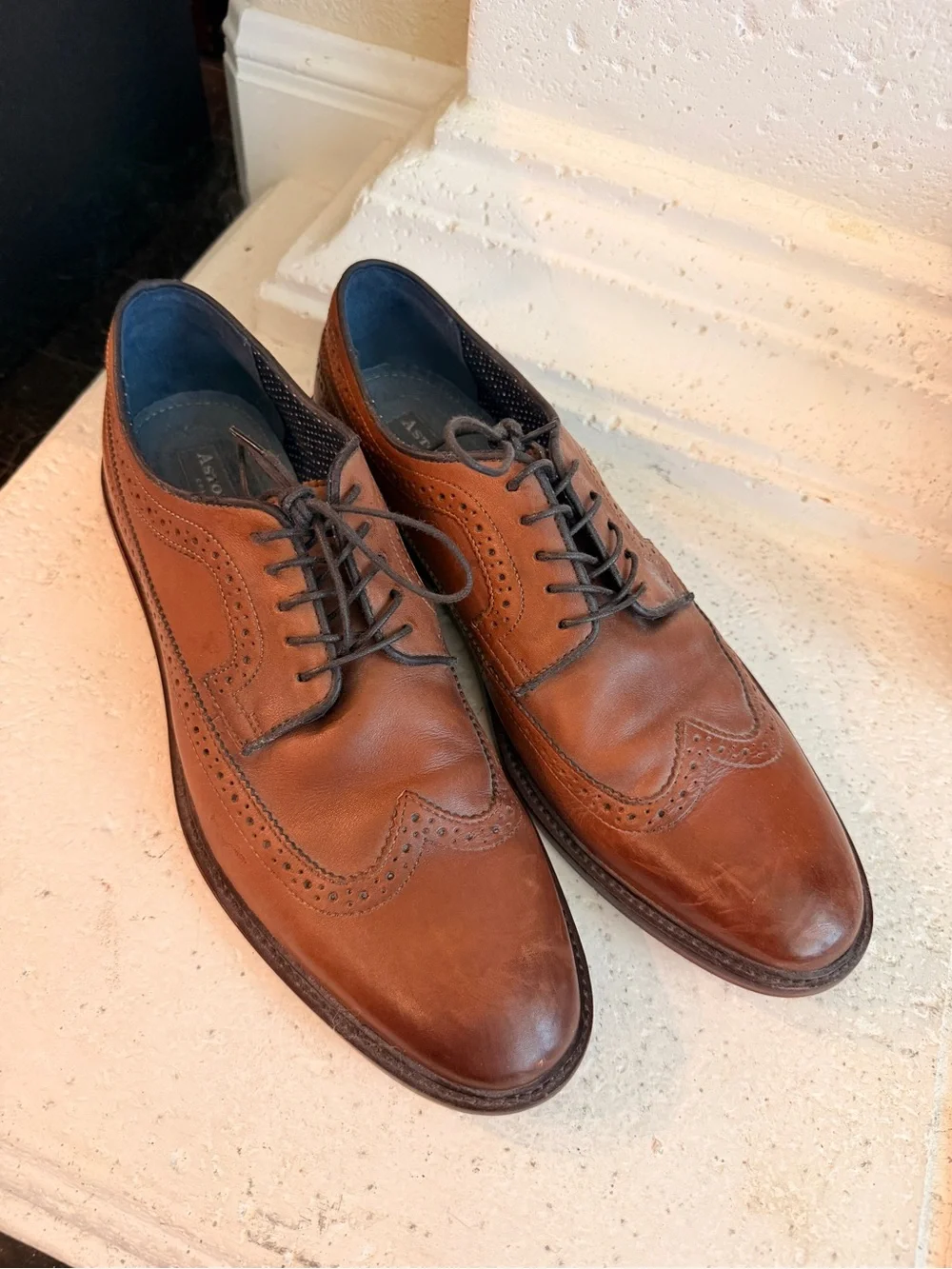 Men's Brown Leather Wingtip Oxfords - Classic Dress Shoes